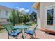 Brick patio area with seating and manicured yard, adjacent to house at 19058 E Hickock Dr, Parker, CO 80134