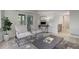 Cozy living room with modern chairs, a large rug, and a sliding glass door at 2635 S Lamar Way, Lakewood, CO 80227
