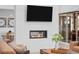 Bright living room features a sleek fireplace and modern entertainment center for a cozy ambiance at 6001 Powell Rds, Parker, CO 80134