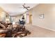 Open living area with vaulted ceiling, ceiling fan and ample space for furniture at 464 N Jamestown Way, Aurora, CO 80018