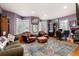 Spacious living room with hardwood floors, comfortable seating, large windows, and eclectic artwork at 200 Rose St, Georgetown, CO 80444