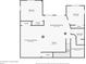 Basement floor plan layout with detailed dimensions, showcasing bedrooms, entertainment room, kitchen and bathroom at 1743 Homestead Dr, Fort Lupton, CO 80621