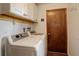 Bright laundry room, featuring washer, dryer, and ample storage at 722 S Eagle St, Aurora, CO 80012