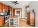 This kitchen offers a stainless steel range and refrigerator, with hardwood floors and wood trim at 2124 E 17Th Ave # 4, Denver, CO 80206