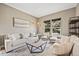 Cozy living room featuring neutral decor, bright windows, and stylish furniture at 10553 Stonemeadow Dr, Parker, CO 80134