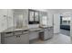 Well-appointed bathroom with dual sinks, granite counters, and stylish cabinetry at 12826 Lake Port St, Longmont, CO 80504