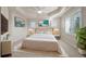 Bedroom features vaulted ceilings, white walls, a cream colored bed, and shutters on the windows at 4505 W 100Th Ave, Westminster, CO 80031