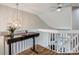 This loft space is perfect for a home office, featuring a stylish desk and modern lighting at 6827 S Webster St # E, Littleton, CO 80128