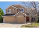 Charming two-story home featuring a three-car garage, brick accents, and manicured landscaping at 1122 Orion Way, Castle Rock, CO 80108