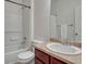 Full bathroom with a shower over bath and a large mirror at 5238 Clearbrooke Ct, Castle Rock, CO 80104