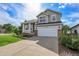 Inviting two-story home with a well-kept lawn and a spacious driveway leading to the attached garage at 10115 Foxridge Ct, Highlands Ranch, CO 80126
