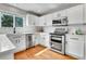 Modern kitchen with white cabinets, stainless steel appliances, and tiled backsplash at 10115 Foxridge Ct, Highlands Ranch, CO 80126