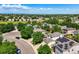 Neighborhood aerial view showcases greenbelts and nearby mountains in the distance at 20455 E Grand Ln, Aurora, CO 80015