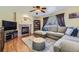 Inviting living room featuring a fireplace, plush seating, and hardwood floors, perfect for relaxing and entertaining at 10065 Cairns Ct, Highlands Ranch, CO 80130