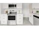 Well-equipped kitchen with stainless steel range, microwave, and modern white cabinetry at 4110 W Floyd Ave, Denver, CO 80236