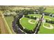Aerial view of sports complex including four baseball fields and a parking lot at 5009 Mt Osage St, Frederick, CO 80504