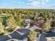 Expansive aerial view of the neighborhood with lush trees, manicured lawns, and nearby tennis court at 10114 Meade Ct, Westminster, CO 80031