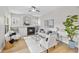 Bright living room with fireplace, plush seating, and stylish accents at 45 N Ogden St # 201, Denver, CO 80218