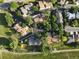 Aerial view of a residential neighborhood with mature trees and well-maintained homes in a peaceful setting at 12183 W Chenango Dr, Morrison, CO 80465