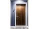 Apartment dark wood front door with white trim, modern handle, and unit number at 891 14Th St # 2816, Denver, CO 80202