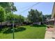 Large green backyard with a green lawn, trees, and other green vegetation at 2920 S York St, Denver, CO 80210