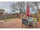 Relaxing backyard wooden deck featuring outdoor seating, a large backyard and mature trees at 1335 S Sherman St, Denver, CO 80210