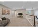 Upstairs loft area with cozy seating, tv console, and view from the staircase at 5746 Aspen Creek Dr, Broomfield, CO 80020
