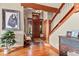 Welcoming foyer with wood accents, staircase, and stylish decor at 168 Corkscrew Dr, Breckenridge, CO 80424