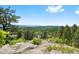 Panoramic view of the valley and mountains from the top of the rocks at 857 Pawnee Trl, Castle Rock, CO 80108