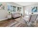 Living room featuring a light grey sofa and hardwood floors at 7649 E Amherst Ave, Denver, CO 80231