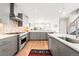 Modern kitchen with gray cabinetry, stainless steel appliances, and a stylish backsplash at 3515 S Ogden St, Englewood, CO 80113