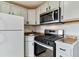 Updated kitchen with stainless steel appliances, updated cabinetry, and stylish countertops at 1804 Grove St, Denver, CO 80204