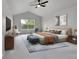 Spacious main bedroom with vaulted ceilings, soft carpet, and lots of natural light at 1795 Eldorado Cir, Superior, CO 80027