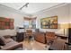 Office area with modern fixtures, hardwood floors, and decorative art at 621 Kearney St, Denver, CO 80220