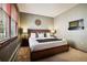King-size bed, large window, and stylish decor in this bedroom at 680 S Main St # 19, Breckenridge, CO 80424