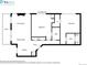 Two-bedroom home floorplan featuring an open kitchen, living and dining area at 680 S Main St # 19, Breckenridge, CO 80424