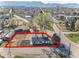 Aerial view of property shows lot lines and surrounding neighborhood at 16130 Mt Vernon Rd, Golden, CO 80401