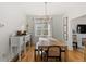 Charming dining room featuring hardwood floors and a stylish light fixture at 2740 N Fillmore St, Denver, CO 80205
