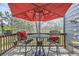 Relaxing back porch with a small table and chairs, offering a cozy outdoor dining space at 5316 S Rome St, Aurora, CO 80015