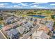 Gorgeous aerial view of a neighborhood with a pond, green spaces, and well-manicured lawns at 5943 S Olive Cir, Centennial, CO 80111