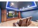 Entertainment room featuring a large screen, theater seating, and custom cabinetry at 5943 S Olive Cir, Centennial, CO 80111