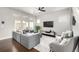 Cozy living room features a sectional sofa, modern furniture, and a serene ambiance with abundant natural light at 6723 Raritan Dr, Denver, CO 80221