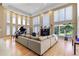 Beautiful living room boasts high ceilings, large windows, a fireplace, and stylish design at 69 N Ranch Rd, Littleton, CO 80127