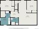 Upstairs floor plan showing bedrooms, bathroom, laundry and closet space with overall room dimensions at 8626 W Utah Ave, Lakewood, CO 80232