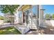 Back patio with outdoor seating, accessible from the house through a sliding glass door at 10532 Madison St, Thornton, CO 80233