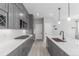 Beautiful kitchen with gray cabinets, stainless steel appliances, and wood flooring at 3338 Ireland Moss St, Castle Rock, CO 80109