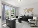 Bright office space featuring modern desk, stylish decor, and large windows with neighborhood views at 3338 Ireland Moss St, Castle Rock, CO 80109