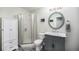 Charming bathroom featuring a glass enclosed shower, vanity and stylish fixtures at 72 Rudi W Ln, Golden, CO 80403
