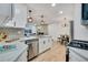 Modern kitchen with stainless steel appliances and white shaker cabinets at 1061 Elbert St, Denver, CO 80221