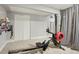 Finished basement gym with workout equipment and a white closet, promoting a healthy lifestyle at 912 Oakwood Dr, Castle Rock, CO 80104